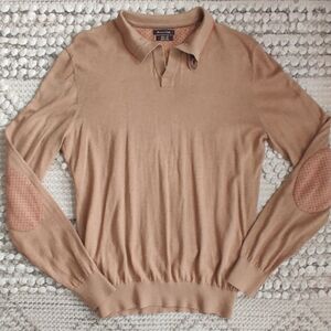 Massimo Dutti Men's Cotton/Silk Polo Sweater In Beige Size Medium
